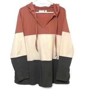 Belle by Kim Gravel Sweatshirt Hoodie French Terry Color-Blocked Tunic